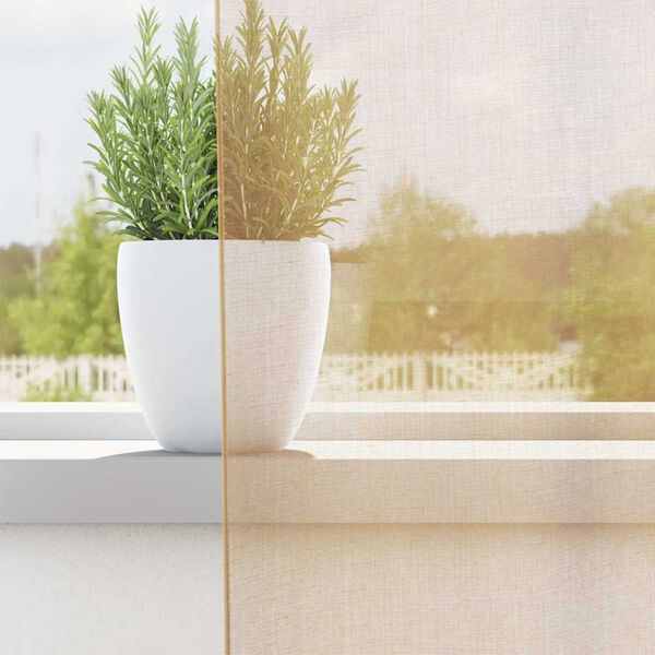 vidaXL Cortinas de voile com bolsos para var&atilde;o 2 pcs areia