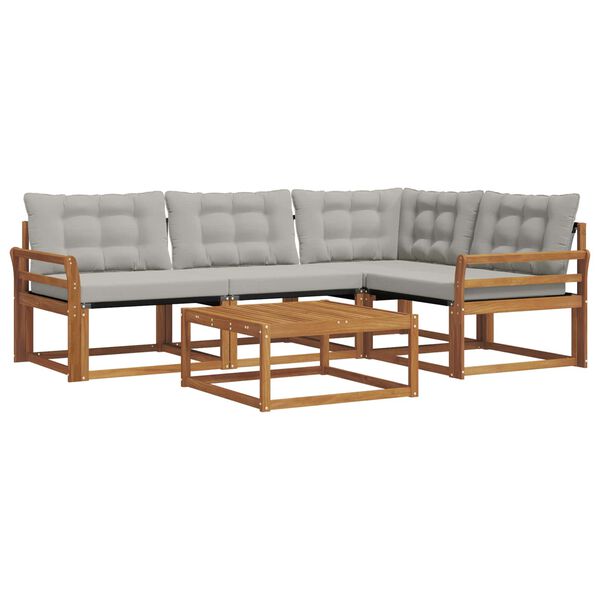 vidaXL Conjunto de Sof&aacute;s para Exterior 5 pcs Cinza Natural e Claro