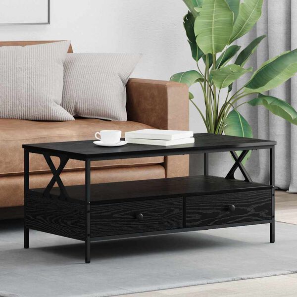 vidaXL Mesa de centro with Drawer Carvalho preto 100 x 51 x 45 cm