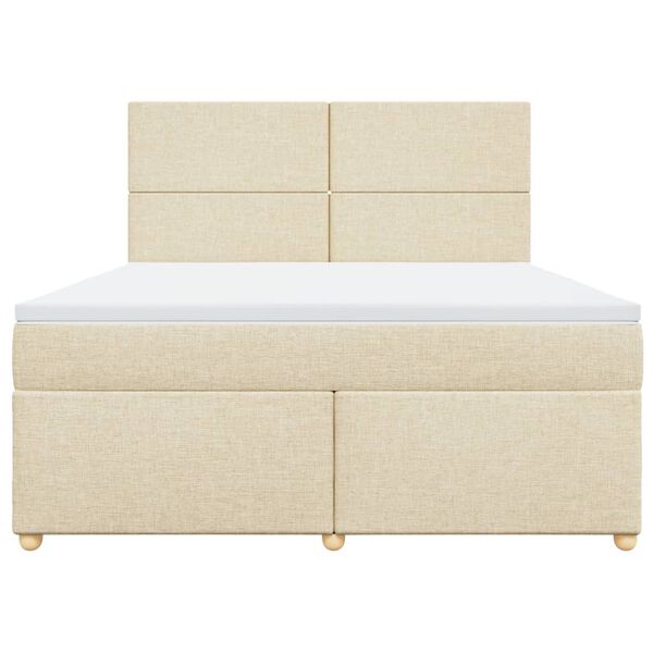 vidaXL Cama com molas/colch&atilde;o 180x200 cm tecido cor creme