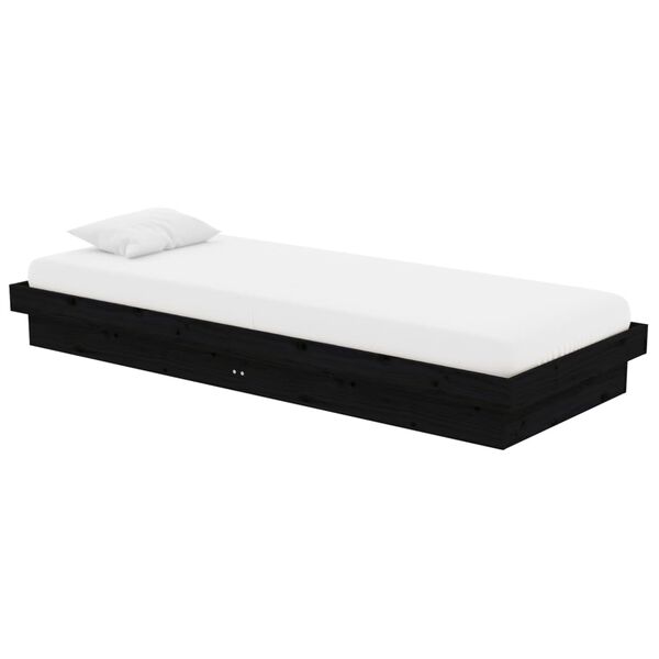 vidaXL Estrutura cama pequena solteiro 75x190 cm madeira maci&ccedil;a preto