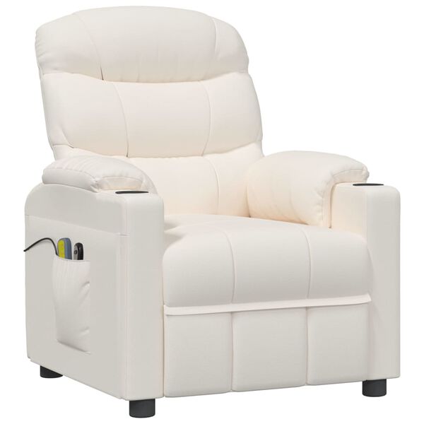 vidaXL Poltrona de massagens elétrica couro artificial cor creme