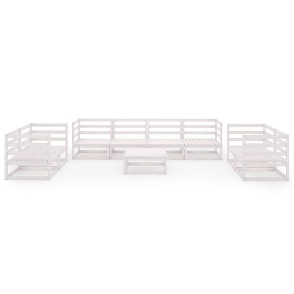 vidaXL 9 pcs conjunto lounge de jardim pinho maci&ccedil;o branco