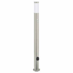 vidaXL Lumin&aacute;ria de poste com sensor e tomada, 110 cm, a&ccedil;o inoxid&aacute;vel, IP44