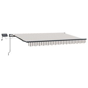 vidaXL Toldo retr&aacute;til Cinza Claro e Branco 400 &times; 350 cm