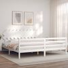 vidaXL Estrutura de cama com cabeceira 200x200cm madeira maci&ccedil;a branco