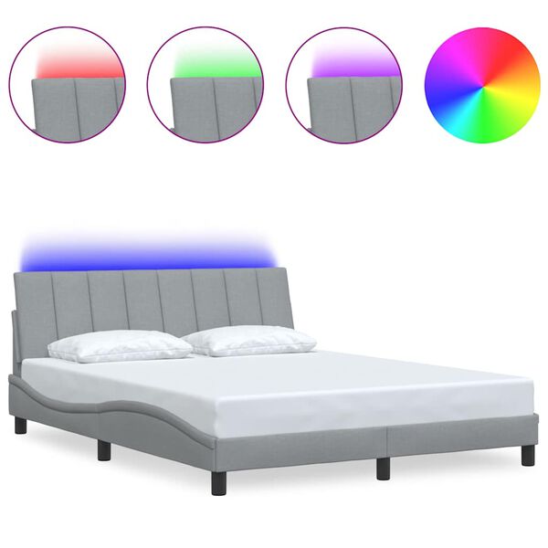 vidaXL Estrutura de cama sem colch&atilde;o Hanko 160x200 cm tecido cinzento-claro