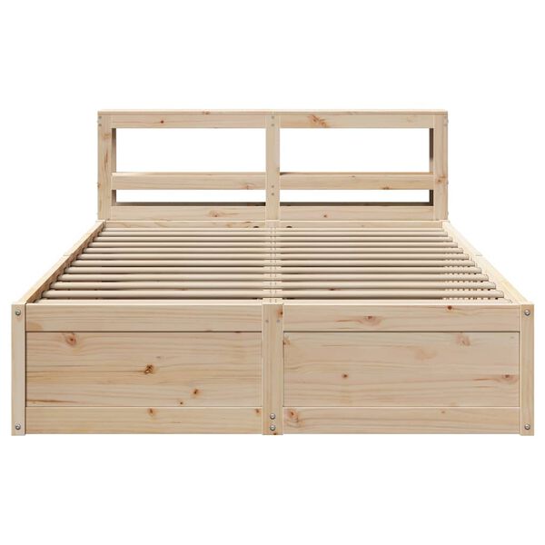 vidaXL Estrutura cama c/ cabeceira 140x190 cm pinho maci&ccedil;o