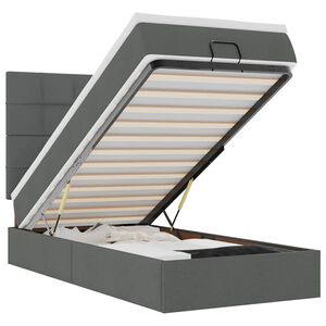 vidaXL Cama otomana com colch&atilde;o & LEDs 90x200cm tecido cinzento escuro