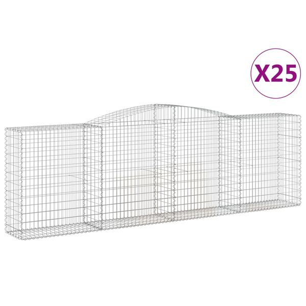 vidaXL Cestos gabião arqueados 25 pcs 400x50x120/140 ferro galvanizado