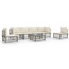 vidaXL 7 pcs conjunto lounge de jardim c/ almofad&otilde;es vime PE antracite