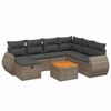 vidaXL 8 pcs conjunto sof&aacute;s de jardim c/ almofad&otilde;es vime PE cinzento