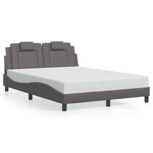 vidaXL Estrutura de cama Viana sem colch&atilde;o 140x190cm couro artificial cinzento