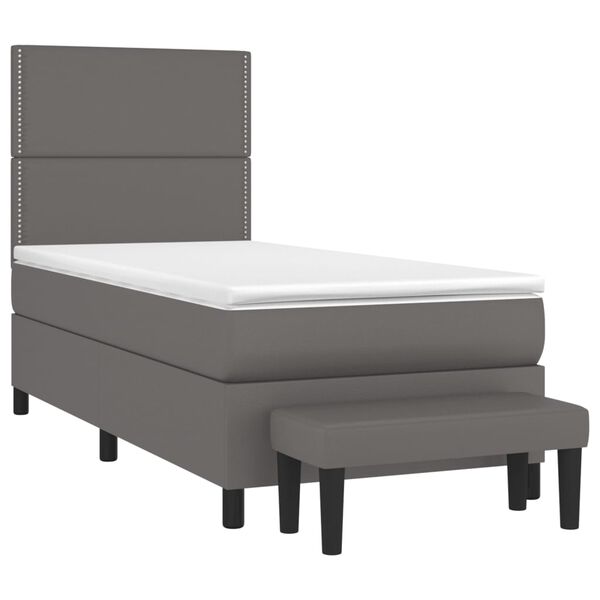 vidaXL Cama com molas/colch&atilde;o 80x200 cm couro artificial cinza