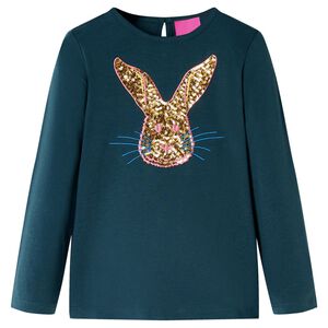 T-shirt de manga comprida para crian&ccedil;a verde-escuro 104