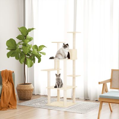 vidaXL Árvore para gatos c/ postes arranhadores sisal 153 cm cor creme