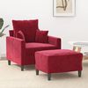 vidaXL Poltrona com apoio de p&eacute;s 60 cm veludo vermelho tinto