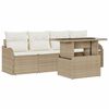 vidaXL Conjunto de Sof&aacute; de Jardim 5 pcs Bege Rattan Sint&eacute;tico