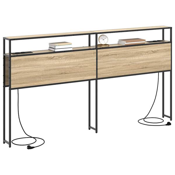 vidaXL Cabeceira de armazenamento com cabeceira Carvalho sonoma 200 cm