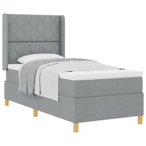 vidaXL Cama Box com cabeceira Cinzento-claro 90 x 190 cm tecido