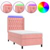 vidaXL Cama box spring c/ colch&atilde;o/LED 80x200 cm veludo rosa