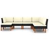 vidaXL 7 pcs conjunto lounge de jardim c/ almofad&otilde;es vime PE preto