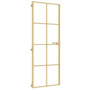 vidaXL Porta interior 76x201,5 cm vidro temperado e alum&iacute;nio dourado