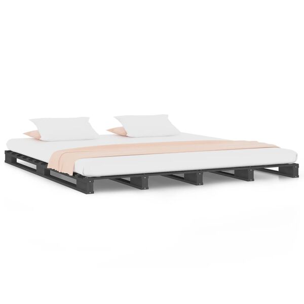 vidaXL Cama de paletes 200x200 cm pinho maci&ccedil;o cinzento