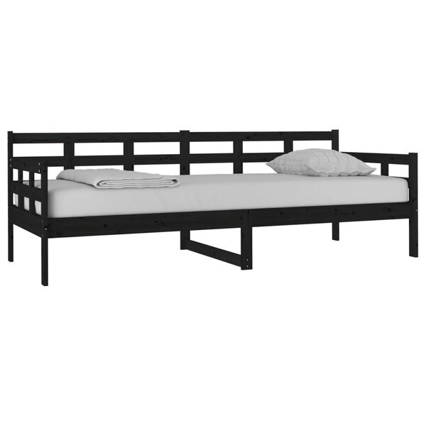 vidaXL Sof&aacute;-cama 80x200 cm madeira de pinho maci&ccedil;a preto