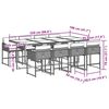 vidaXL 9 pcs conjunto de jantar p/ jardim c/ almofad&otilde;es vime PE cinza