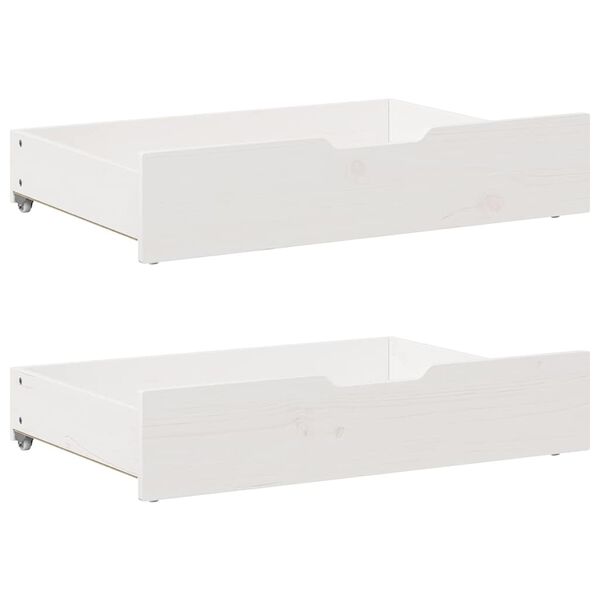 vidaXL Gavetas para cama 2 pcs 85x55x17 cm pinho maciço branco