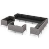 vidaXL 12 pcs conj. lounge jardim c/ almofad&otilde;es vime PE cinza-escuro