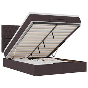 vidaXL Estrutura cama otomana colch&atilde;o 140x200cm tecido castanho escuro