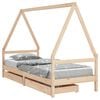 vidaXL Estrutura de cama infantil c/ gavetas 90x190 cm pinho maci&ccedil;o