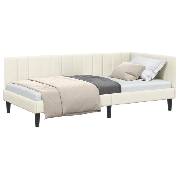 vidaXL Estrutura de Cama de Canto Creme 100 cm x 200 cm Veludo