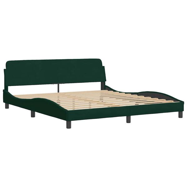 vidaXL Estrutura de cama Dover 180x200 cm veludo verde-escuro