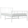 vidaXL Estrutura de cama com cabeceira e p&eacute;s 107x203 cm metal branco