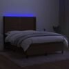 vidaXL Cama box spring c/ colch&atilde;o/LED 140x190cm tecido castanho-escuro