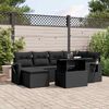 vidaXL 7 pcs conjunto de sof&aacute;s p/ jardim c/ almofad&otilde;es vime PE preto