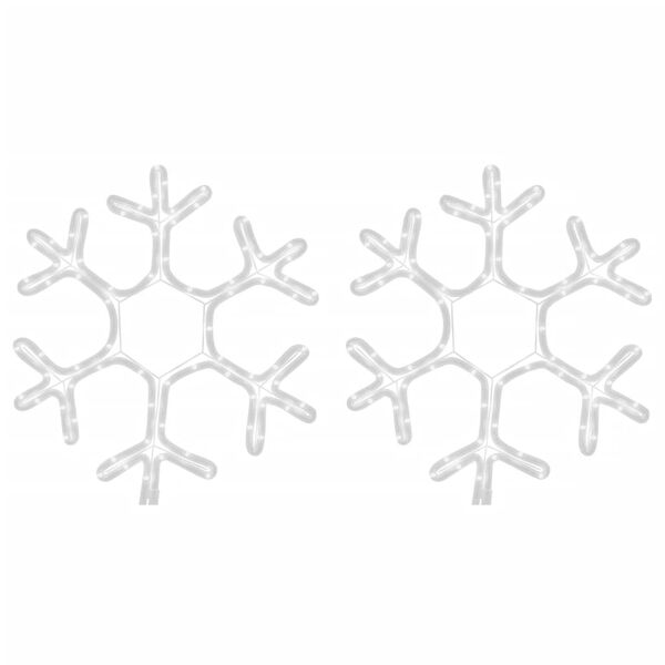 vidaXL Figuras de flocos de neves com LEDs 2pcs 38x37 cm branco quente