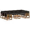 vidaXL Conjunto de Sof&aacute;s para Exterior 10 pcs Natural e Preto