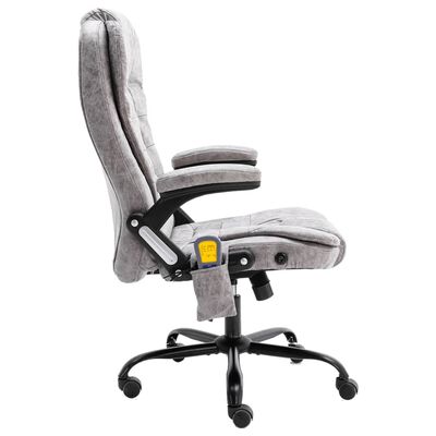 vidaXL Cadeira de massagens p/ escritório couro artificial cinza-claro