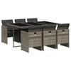 vidaXL 7 pcs conjunto de jantar p/ jardim c/ almofad&otilde;es vime PE cinza