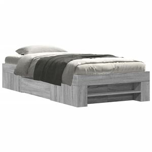 vidaXL Estrutura cama 100x200 cm derivados de madeira cinzento sonoma