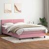 vidaXL Cama box spring c/ colch&atilde;o e LED 160x220 cm veludo rosa