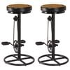 vidaXL Bancos bar c/ estampagem 2 pcs couro genu&iacute;no preto e castanho