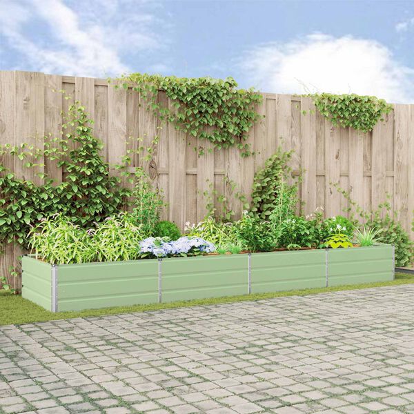 vidaXL Floreira Verde Pastel 195 x 100 x 45 cm A&ccedil;o Galvanizado