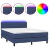 vidaXL Cama box spring c/ colch&atilde;o e LED 140x190 cm tecido azul