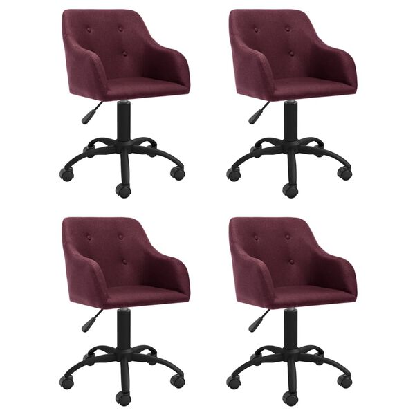 vidaXL Cadeiras de jantar girat&oacute;rias 4 pcs tecido roxo
