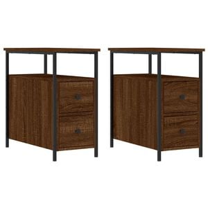 vidaXL Mesas de cabeceira 2 pcs derivados madeira carvalho castanho